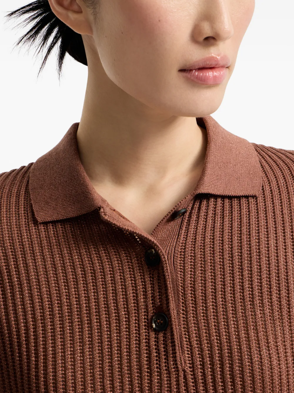 Ribbed Buttoned Polo Shirt