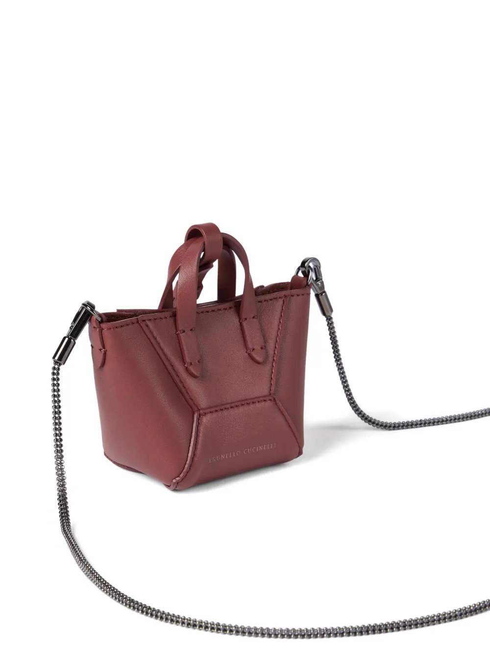 Brunello Cucinelli Precious Chain Duo Micro Bag In Red