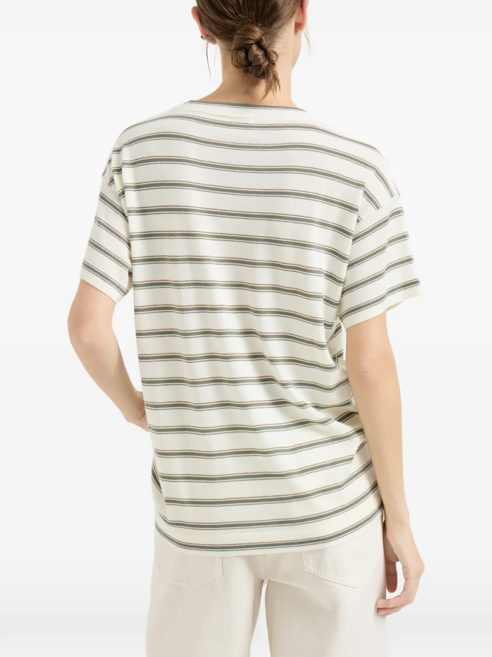 Brunello Cucinelli Gestreept T-shirt Beige