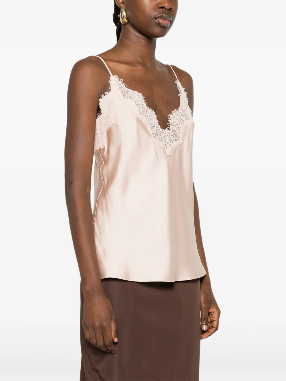  Róhe Lace-trim Silk Top - Pink 