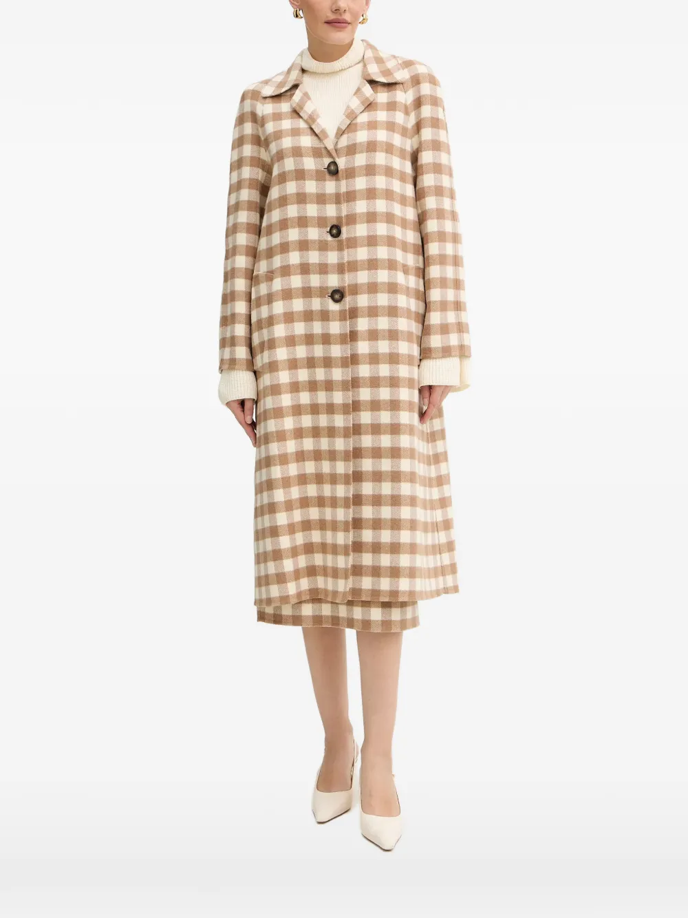 LUISA SPAGNOLI Scuderia checked button-up coat - Toni neutri