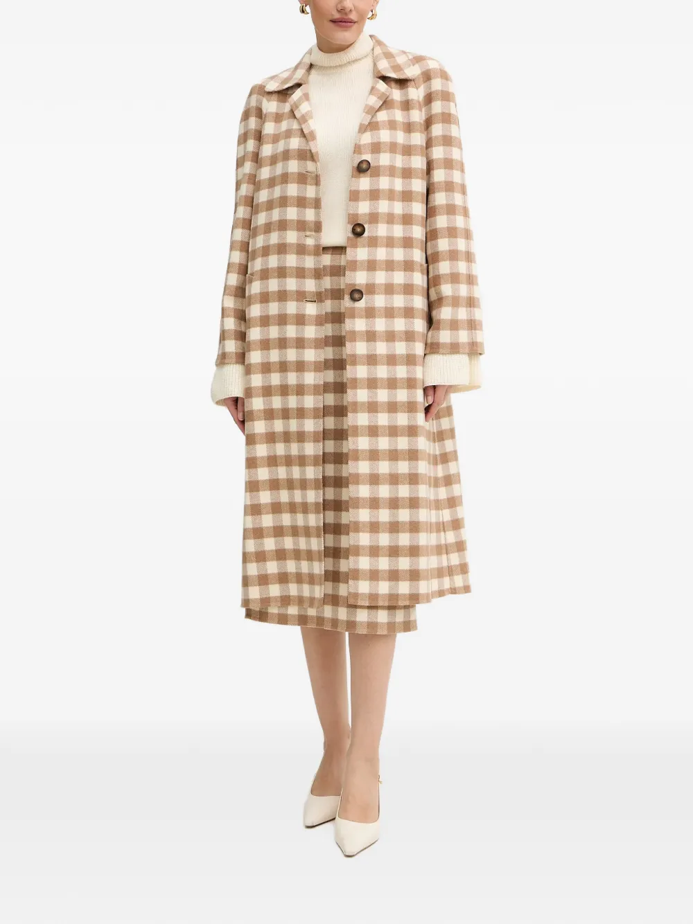  Luisa Spagnoli Scuderia Checked Button-up Coat - Neutrals 