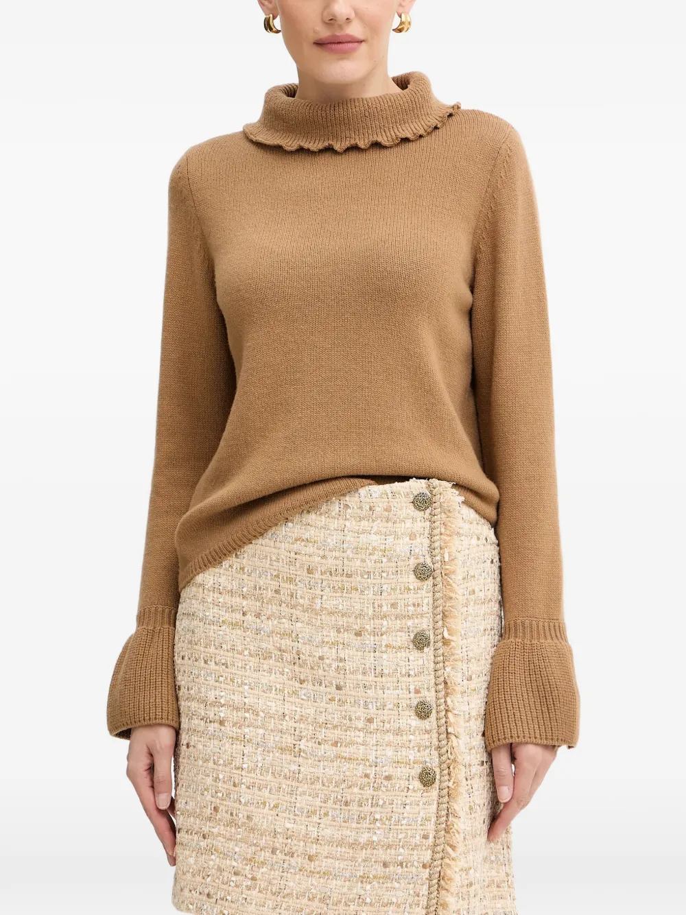 LUISA SPAGNOLI ruffled sweater - Marrone