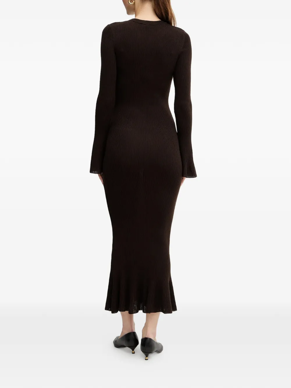  Luisa Spagnoli Madignano Bell-cuff Ribbed Maxi Dress - Brown 