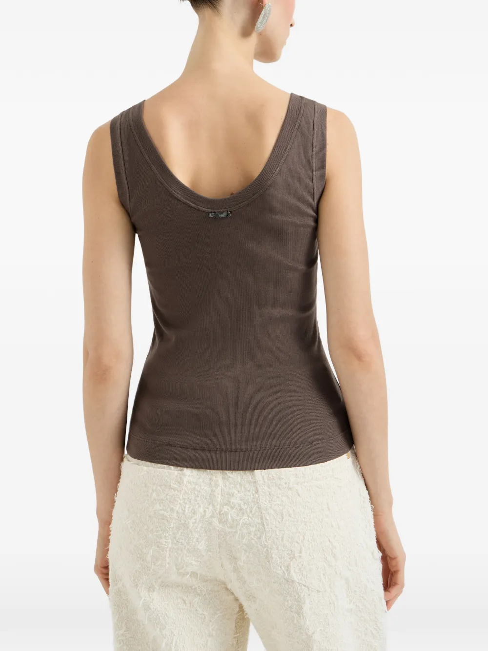 Brunello Cucinelli Geribbelde top Bruin