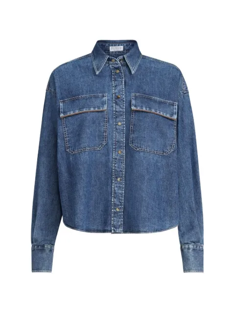 Brunello Cucinelli lightweight denim shirt with shiny pockets