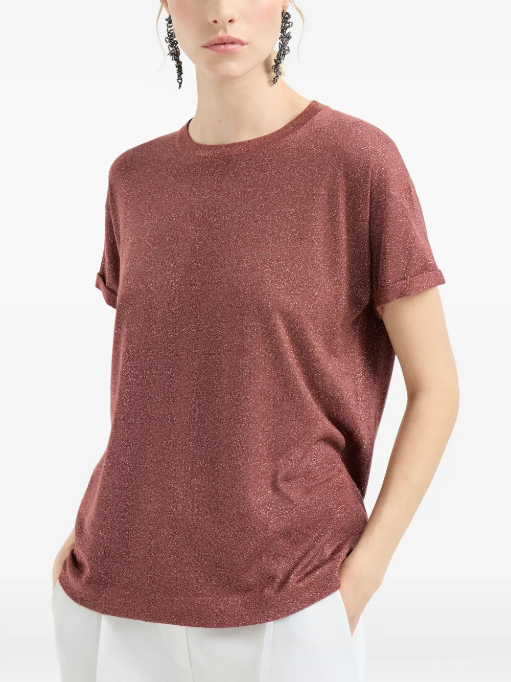 Brunello Cucinelli T-shirt met ronde hals Rood