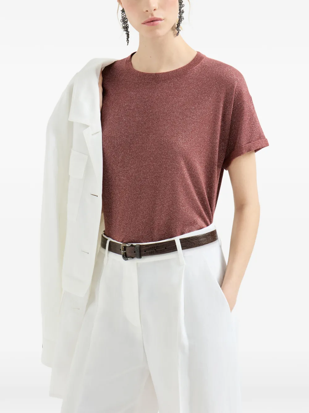 Brunello Cucinelli T-shirt met ronde hals Rood