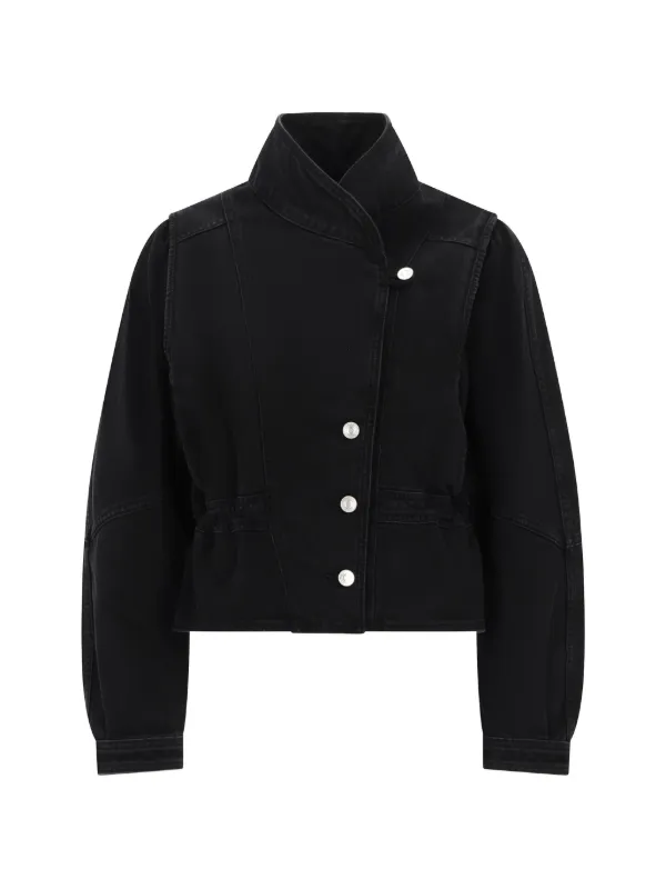 Isabel Marant Asymmetric-fastening Denim Jacket in Black