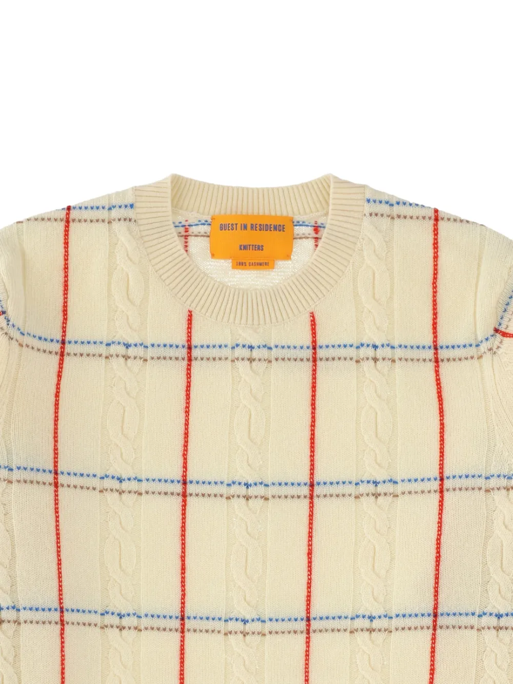  Guest In Residence Cable-knit Plaid Sweater - Neutrals 
