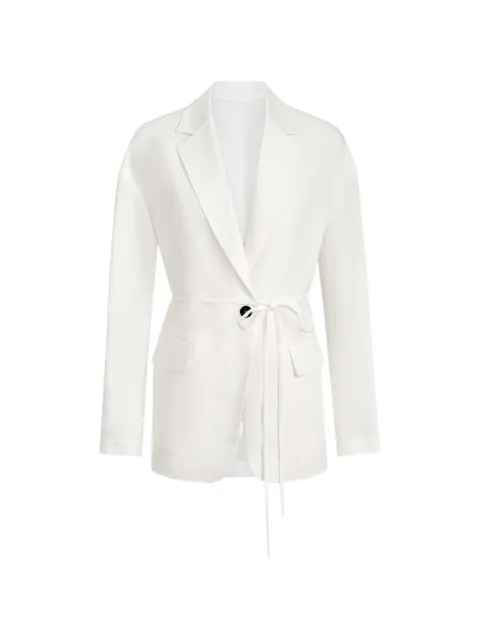 Brunello Cucinelli viscose and linen fluid twill blazer with monili