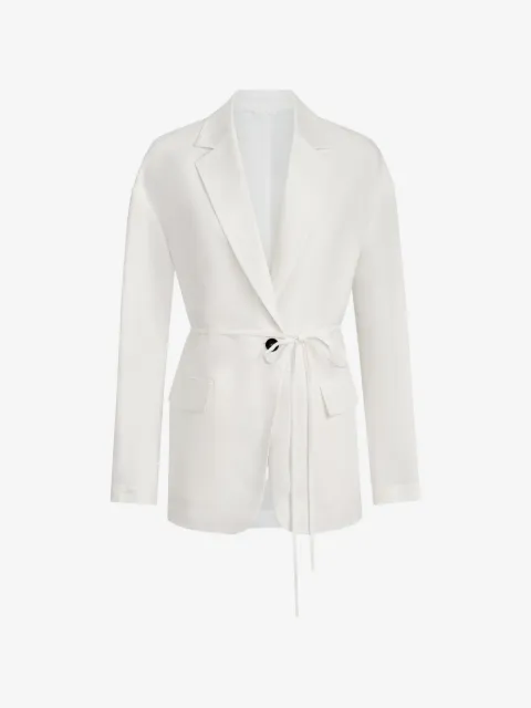 Brunello Cucinelli viscose and linen fluid twill blazer with monili