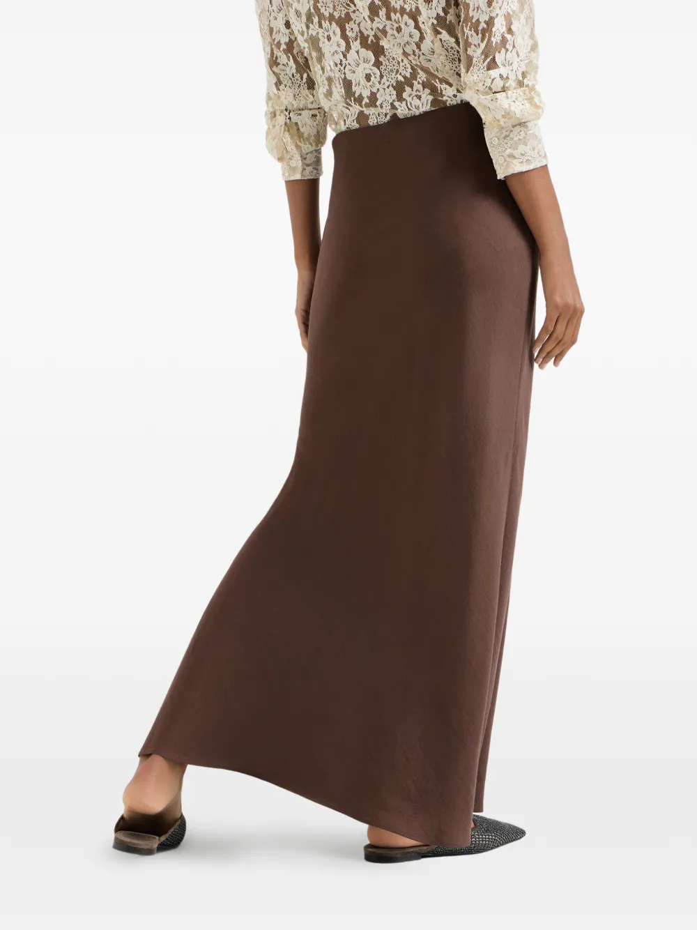 Brunello Cucinelli Maxi-rok met split Bruin