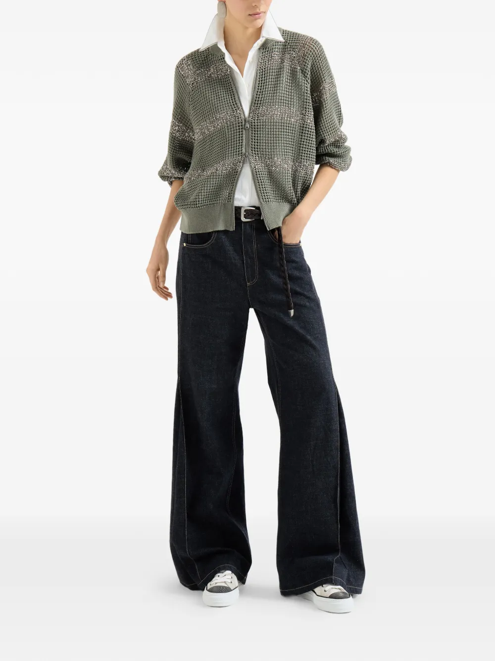  Brunello Cucinelli Striped Jacket - Green 