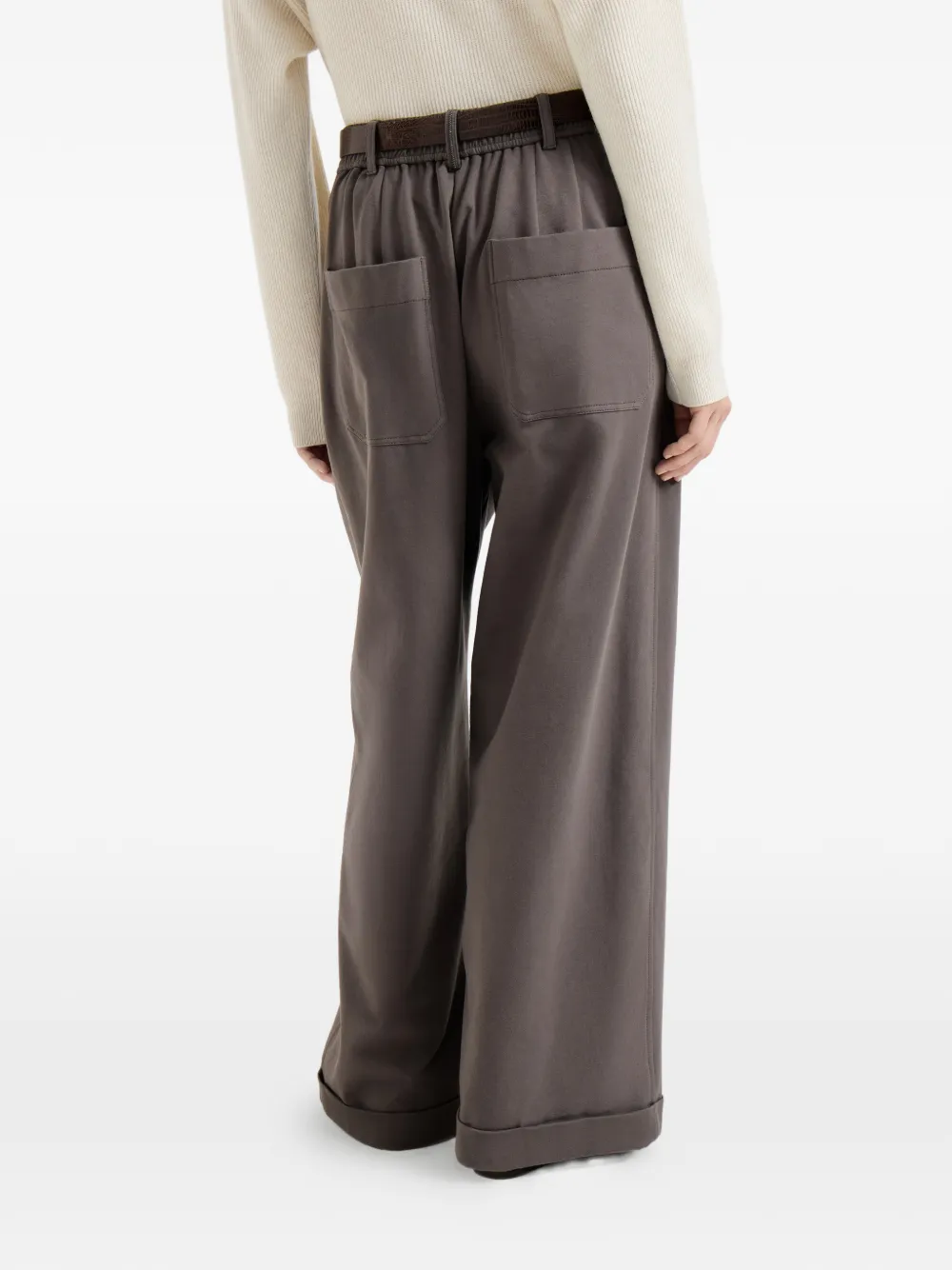 Brunello Cucinelli Palazzo broek met knopen Bruin