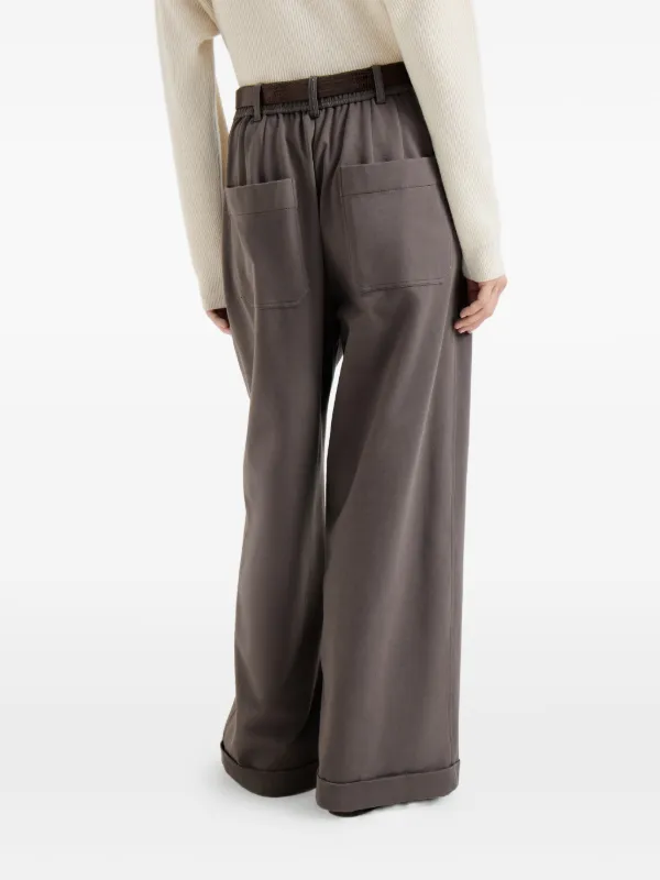 Brunello Cucinelli Wide Track Trousers | Brown | FARFETCH
