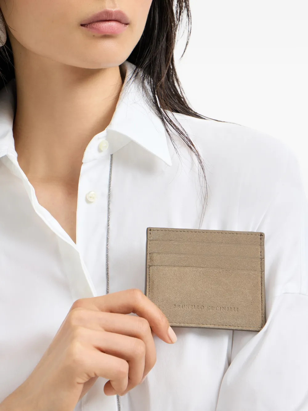 Brunello Cucinelli Suède pasjeshouder Beige