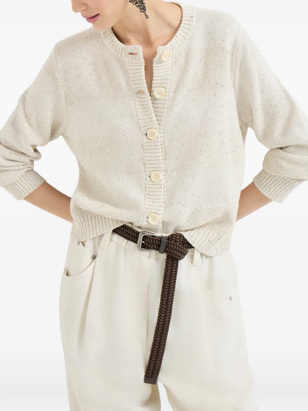 Brunello Cucinelli Buttoned Cardigan In Multi