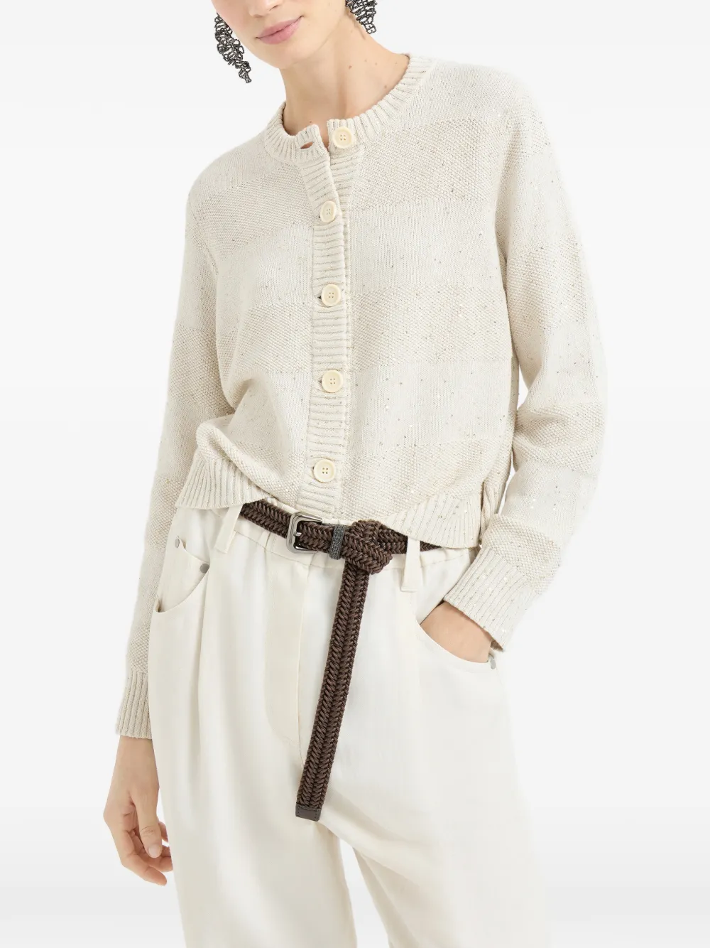 Brunello Cucinelli Buttoned Cardigan In Multi