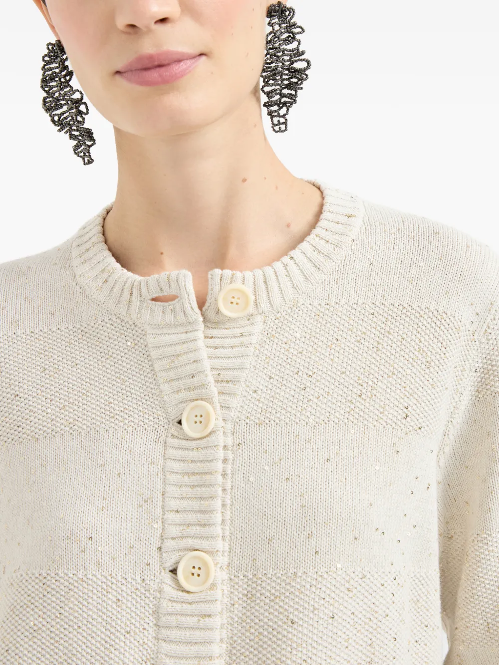 Brunello Cucinelli Buttoned Cardigan In Multi