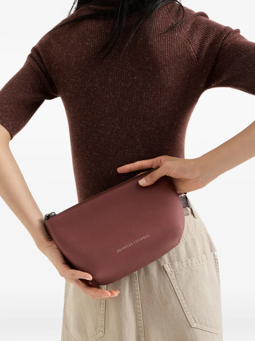 Logo Leather Clutch Bag