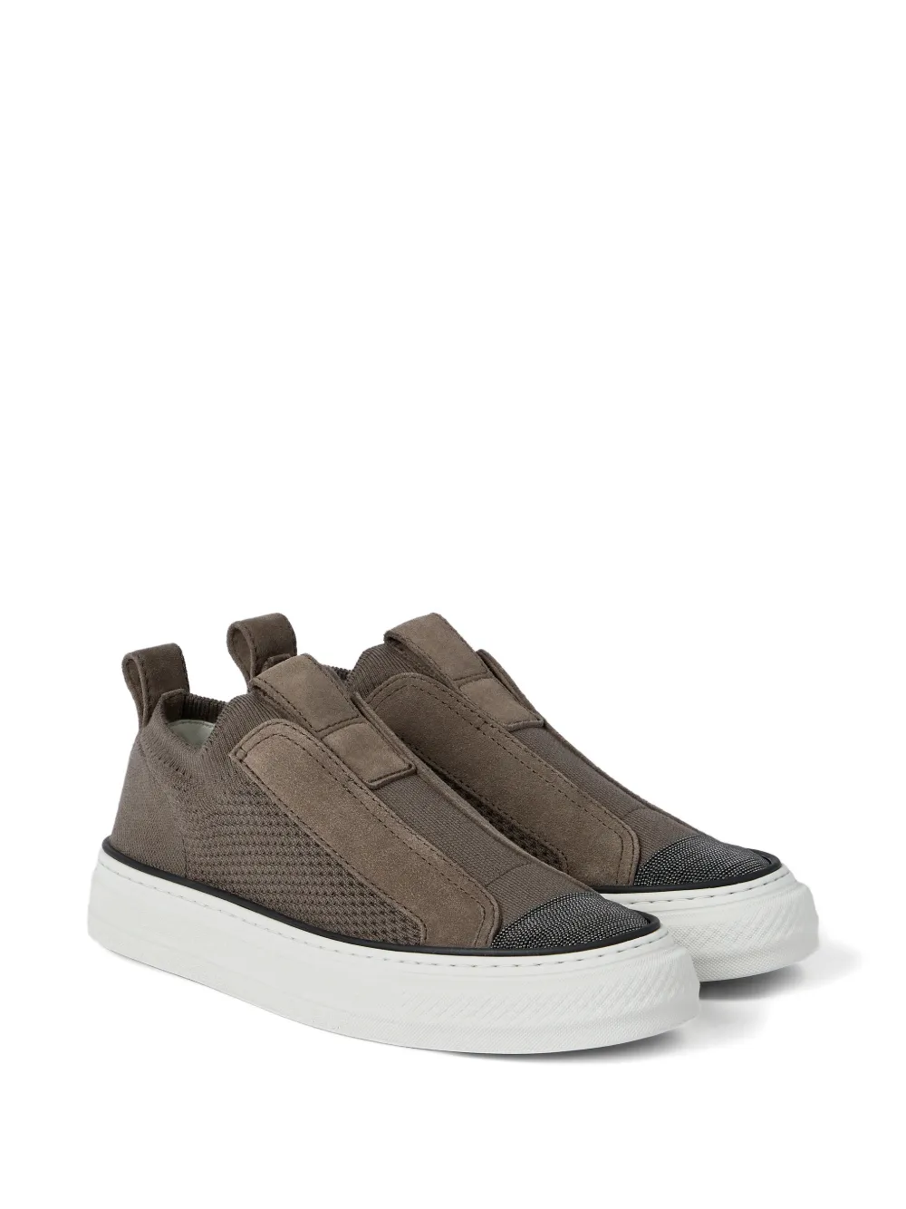 Brunello Cucinelli Gebreide slip-on sneakers Bruin