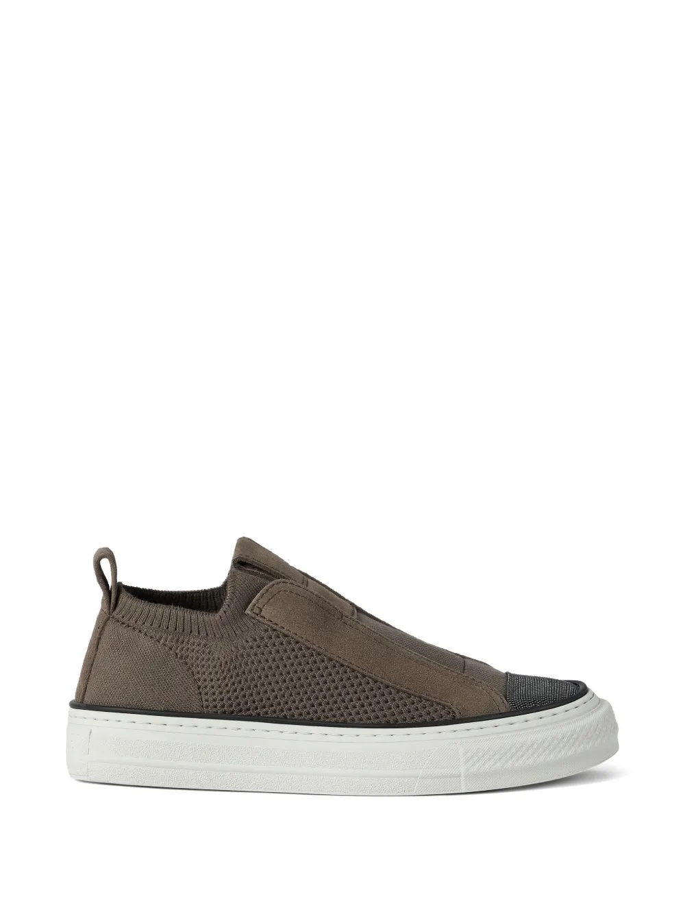 Brunello Cucinelli Gebreide slip-on sneakers Bruin