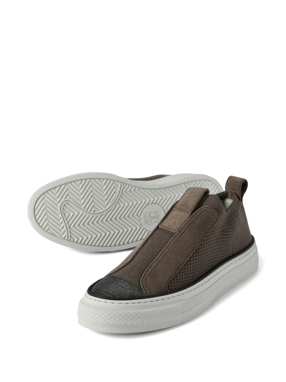 Brunello Cucinelli Gebreide slip-on sneakers Bruin