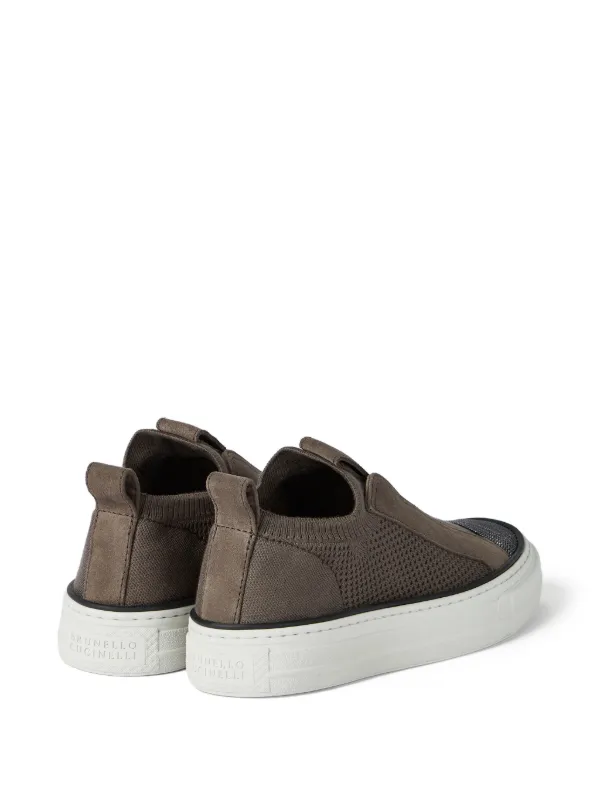 Brunello Cucinelli ニット スリッポンスニーカー | ブラウン 