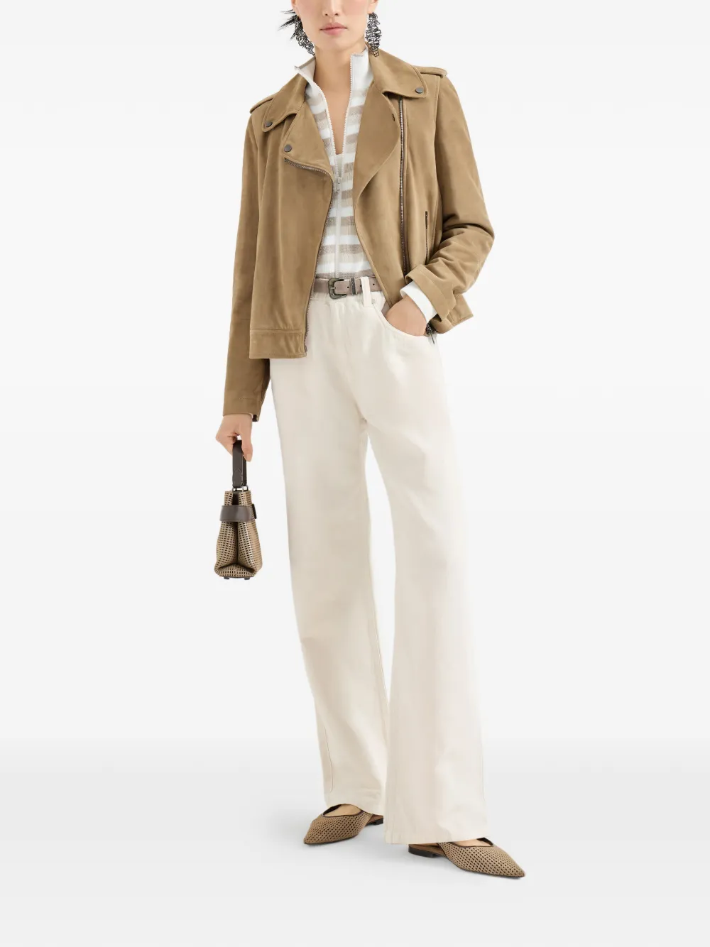 Brunello Cucinelli Geribbeld gestreept vest Wit