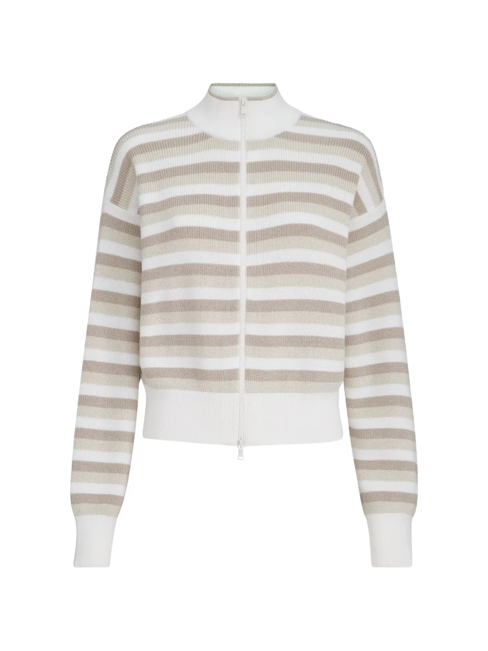 Brunello Cucinelli ribbed striped cardigan - Bianco