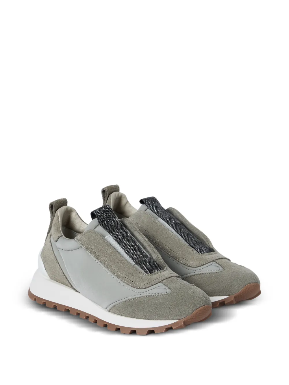 Brunello Cucinelli baskets à empiècements en daim | baskets à enfiler | Image 2