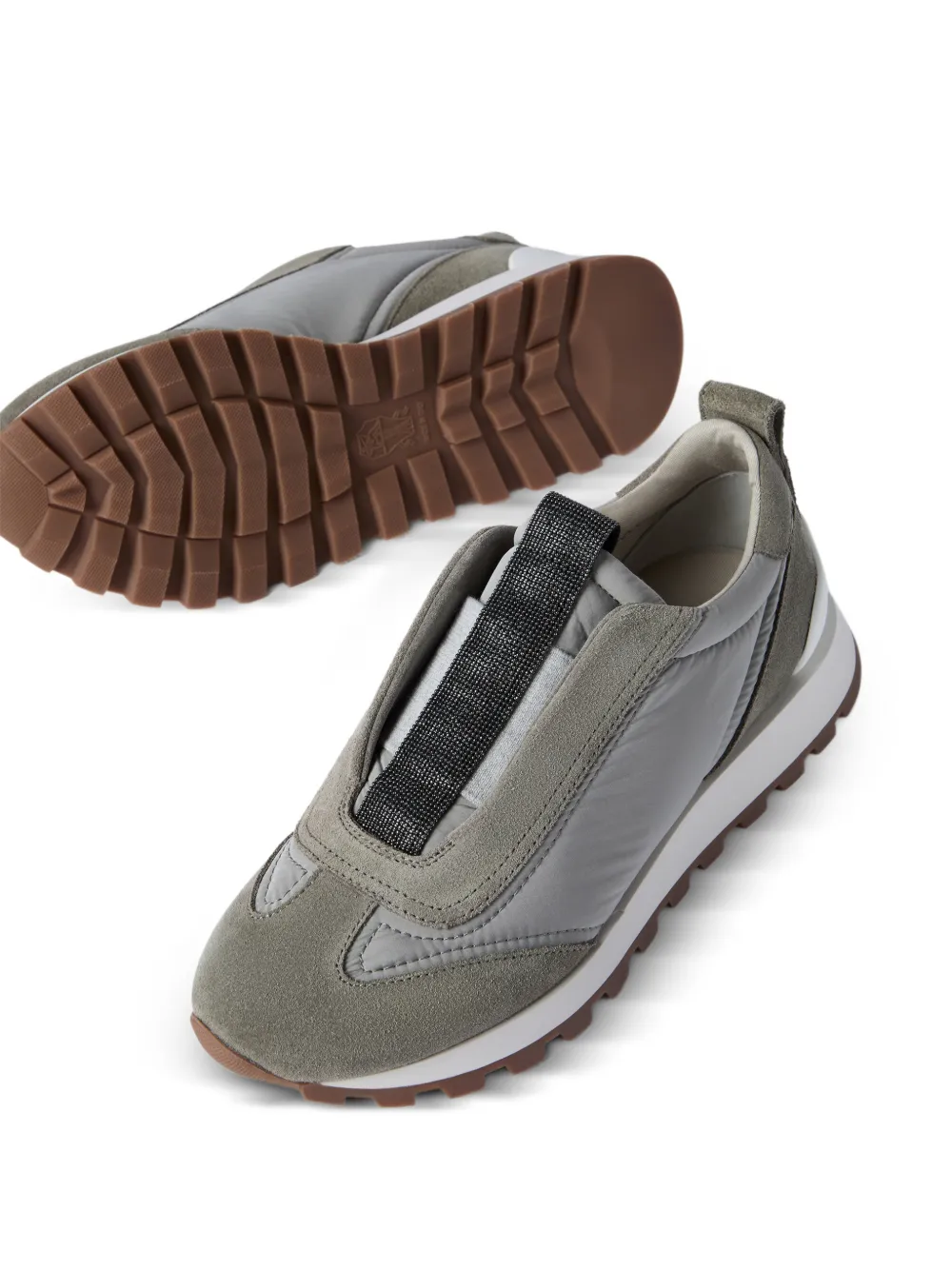 Brunello Cucinelli Slip-on sneakers met suède vlak Groen