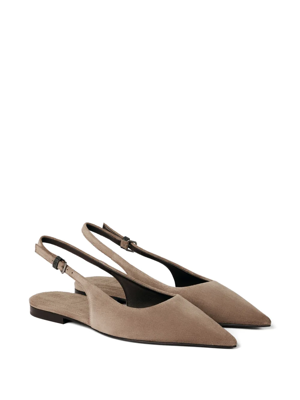 Brunello Cucinelli Suède slingback ballerina's - Bruin