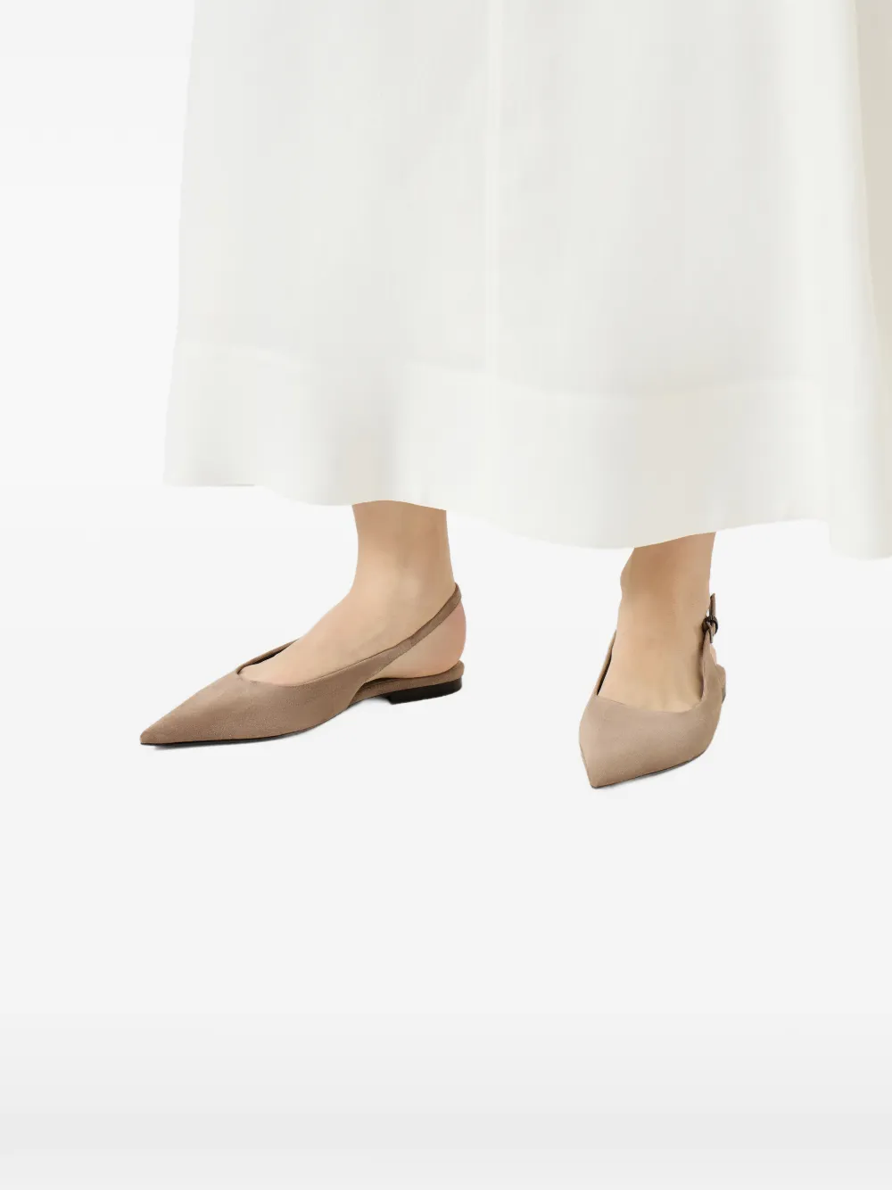Brunello Cucinelli Suède slingback ballerina's Bruin