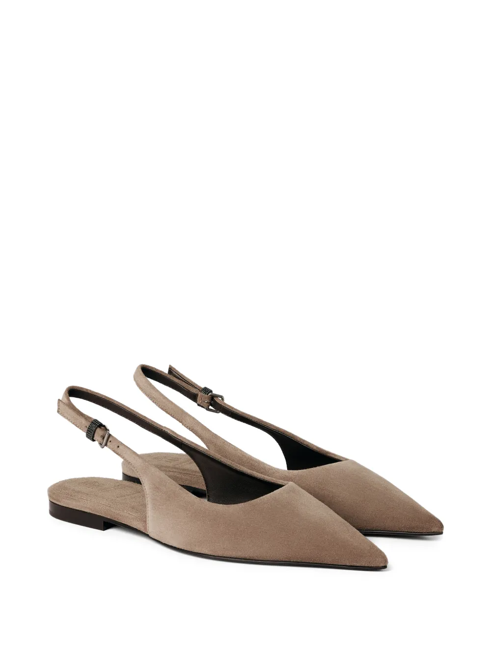 Brunello Cucinelli ballerines à bride arrière en daim | Image 2