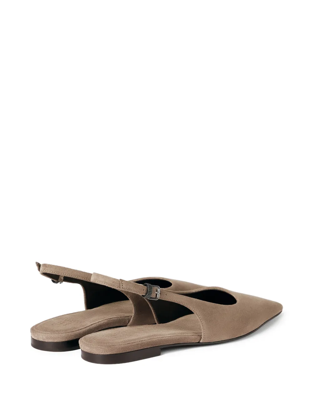  Brunello Cucinelli Suede Slingback Ballet Flats - Brown 