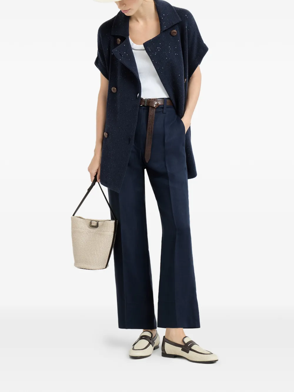 Brunello Cucinelli Broek met Monili-detail - Blauw