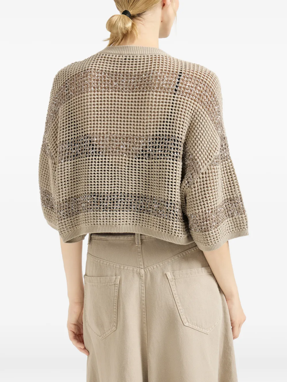 Brunello Cucinelli Gestreept cropped vest Beige