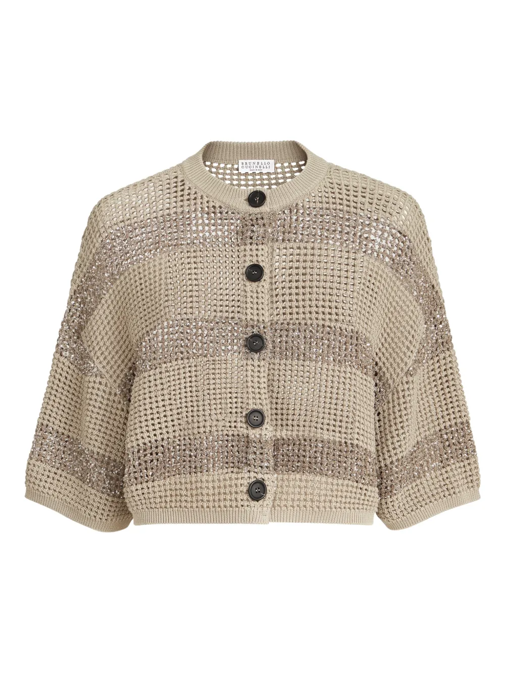 Brunello Cucinelli Striped Cropped Cardigan In Multi