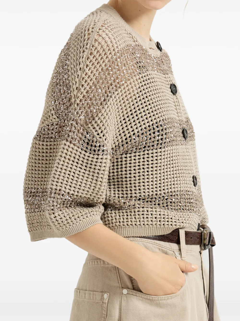 Brunello Cucinelli Gestreept cropped vest Beige