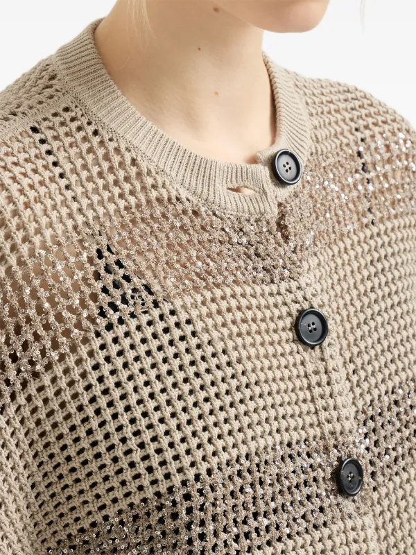 Brunello Cucinelli Striped Cropped Cardigan | Neutrals | FARFETCH