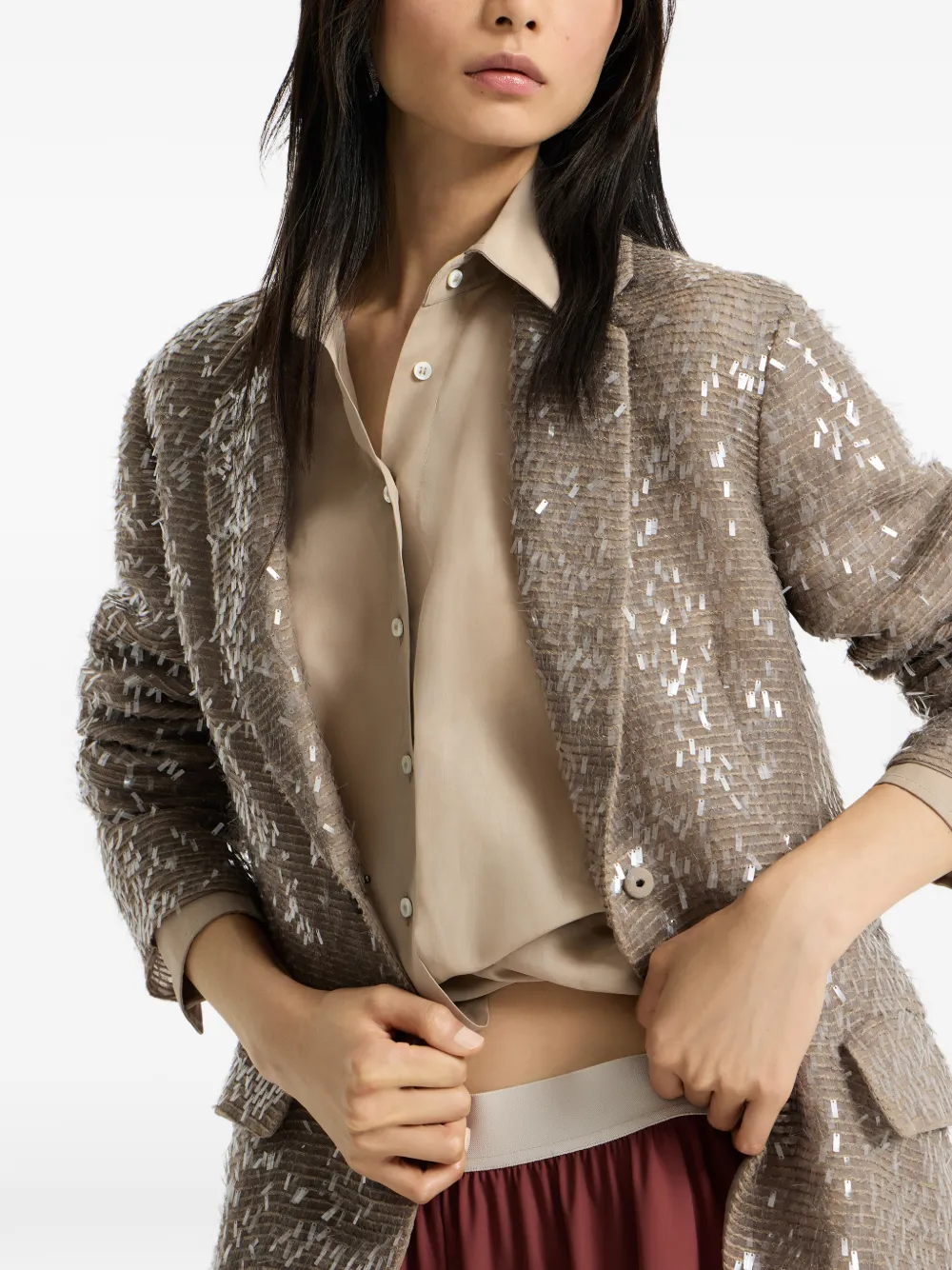 Brunello Cucinelli Blazer met knoopsluiting Beige