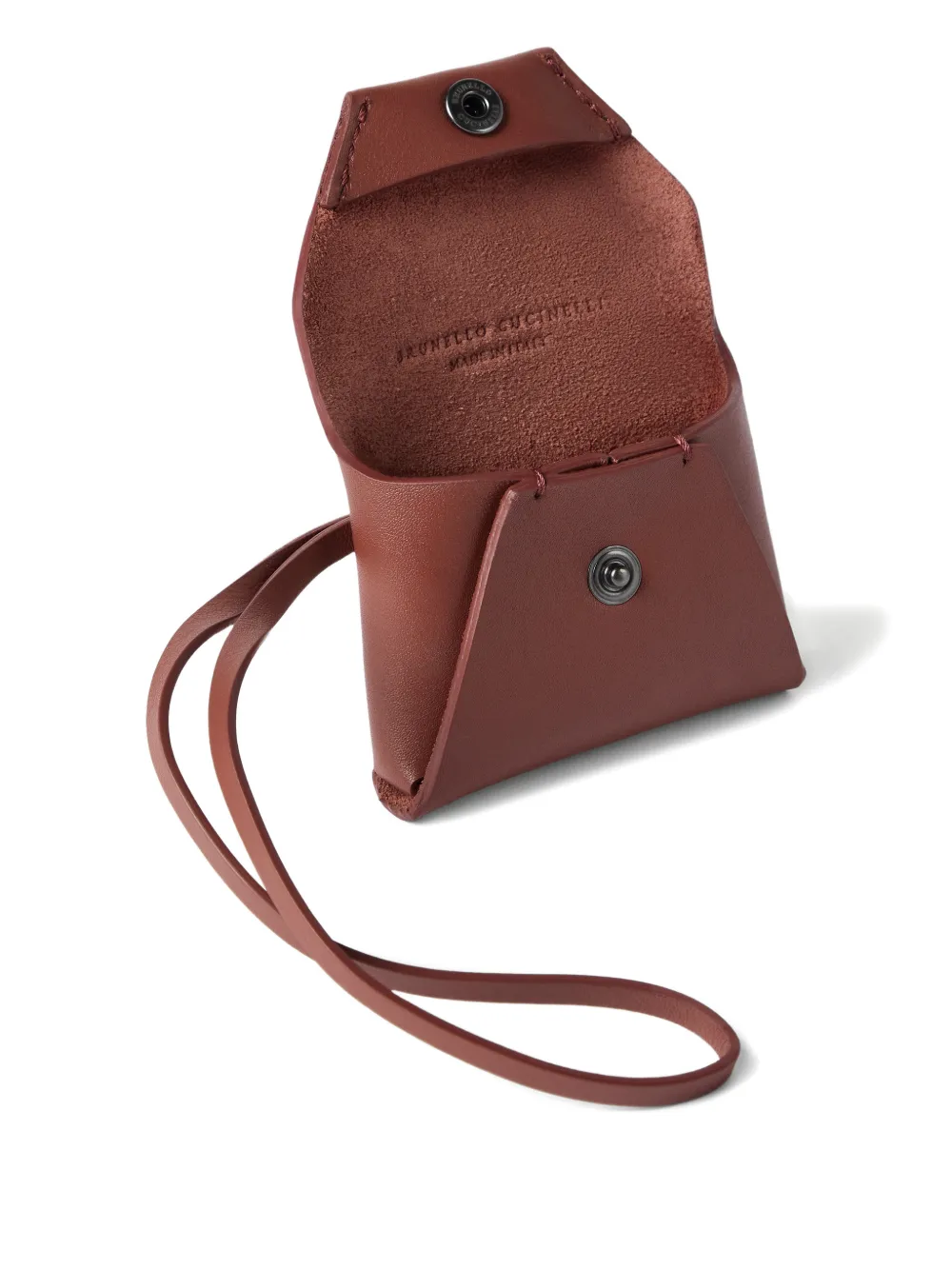Brunello Cucinelli Leren tassenbedel met omslag Bruin