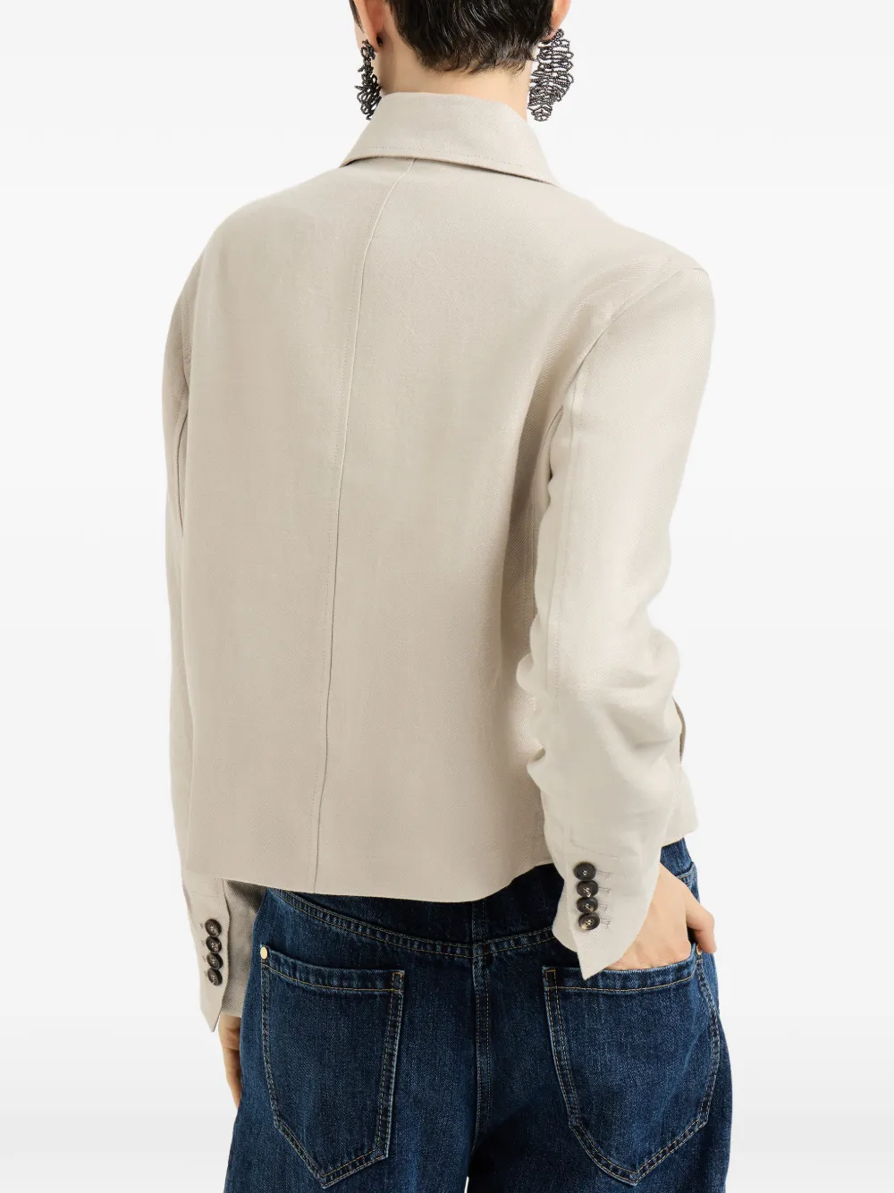 Brunello Cucinelli Linnen jack met lange mouwen Beige