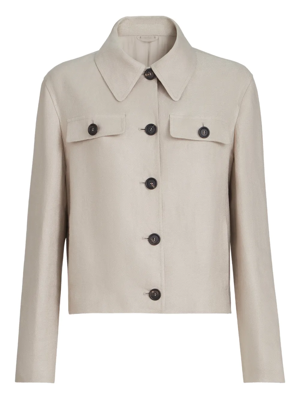 Brunello Cucinelli long-sleeve pocket linen jacket - Toni neutri