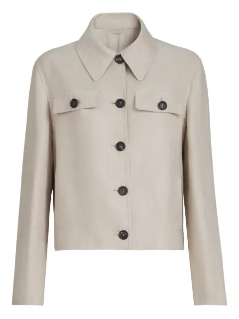 Brunello Cucinelli long-sleeve pocket linen jacket