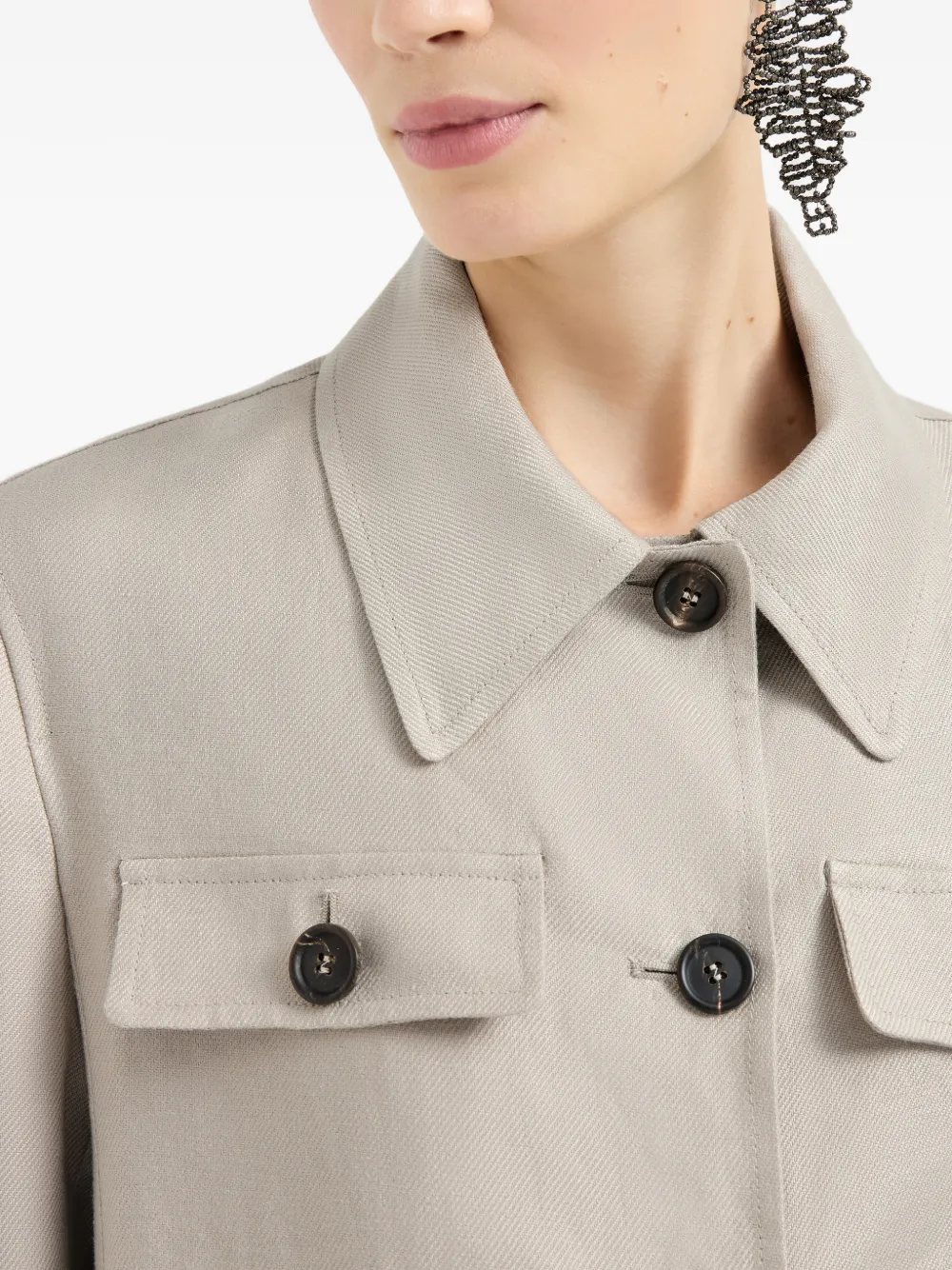 Brunello Cucinelli Linnen jack met lange mouwen Beige