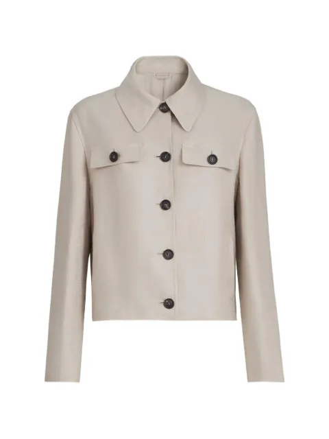 Brunello Cucinelli long-sleeve pocket linen jacket
