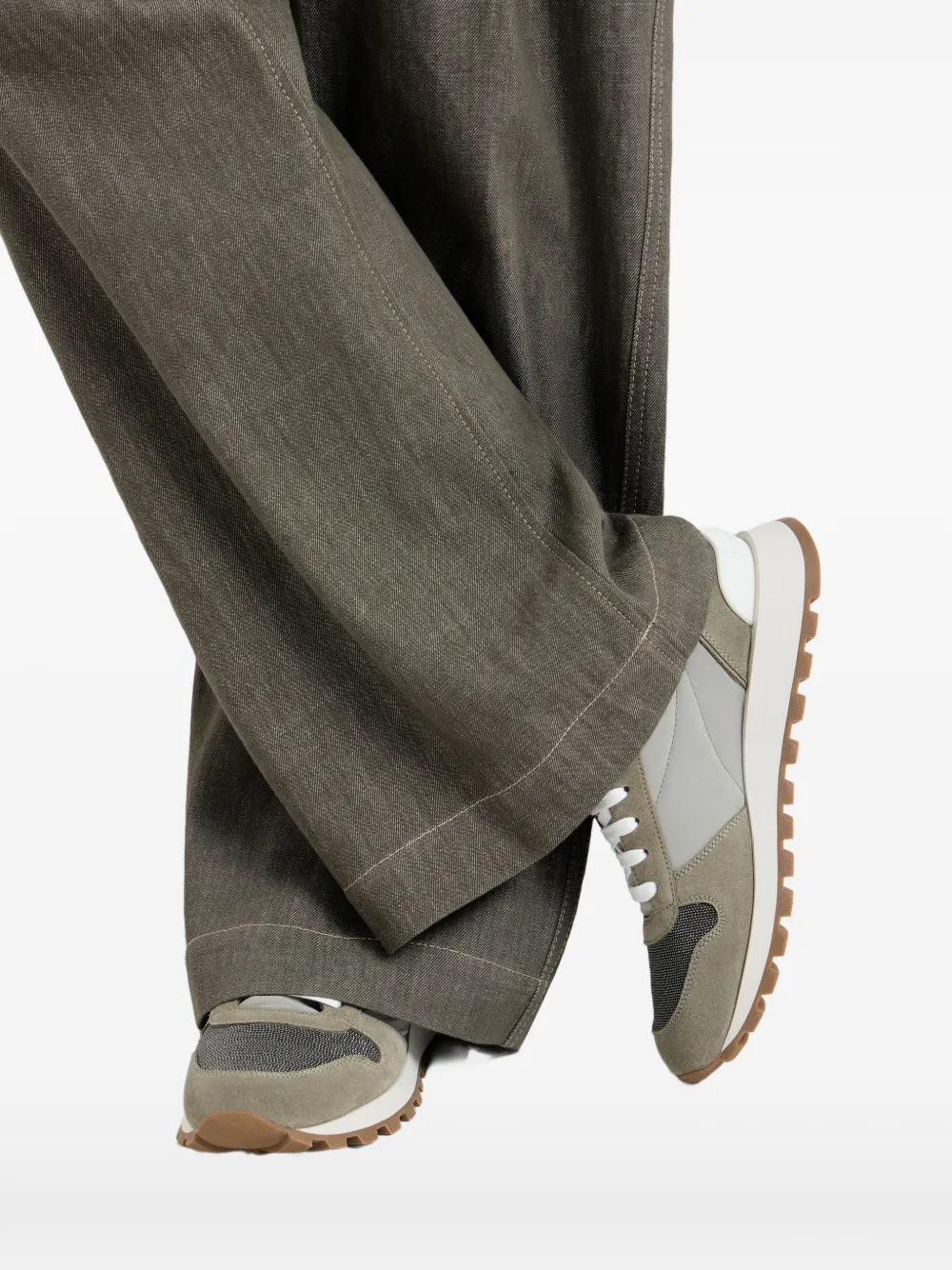 Brunello Cucinelli Monili-detail panelled sneakers Groen